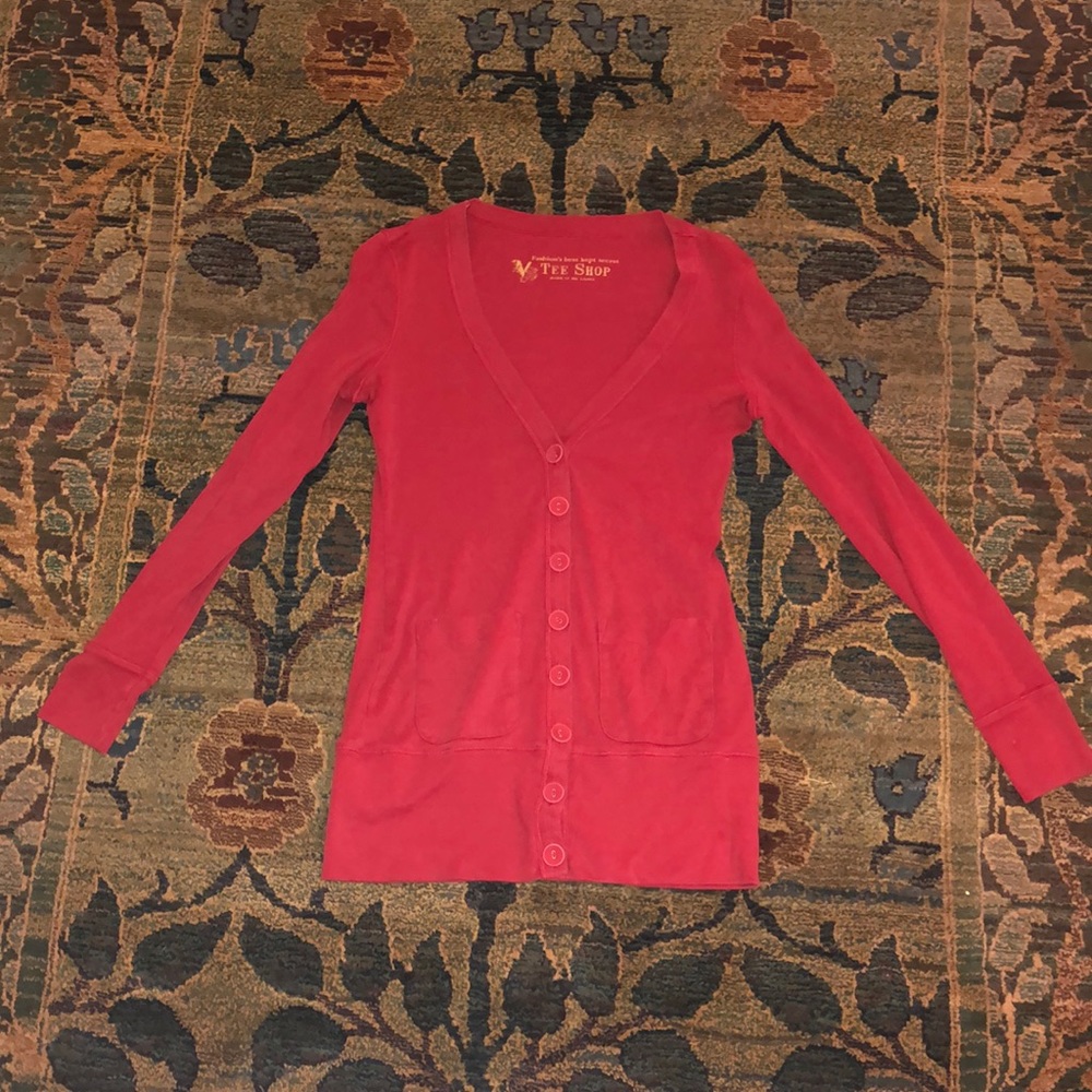 Red Button-Up Sweater